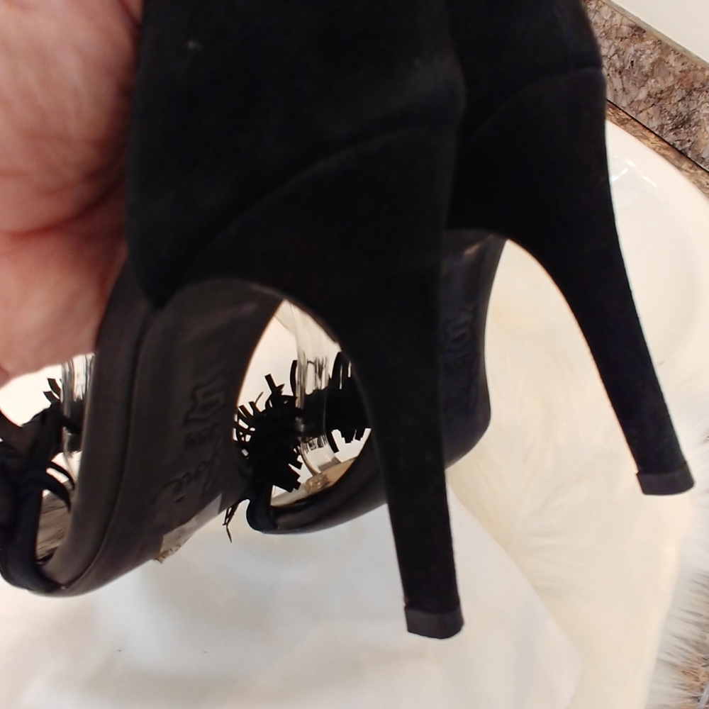 JOIE BLACK "PIPPI" FRINGE SUEDE SANDALS 35.5 - Picture 10 of 14